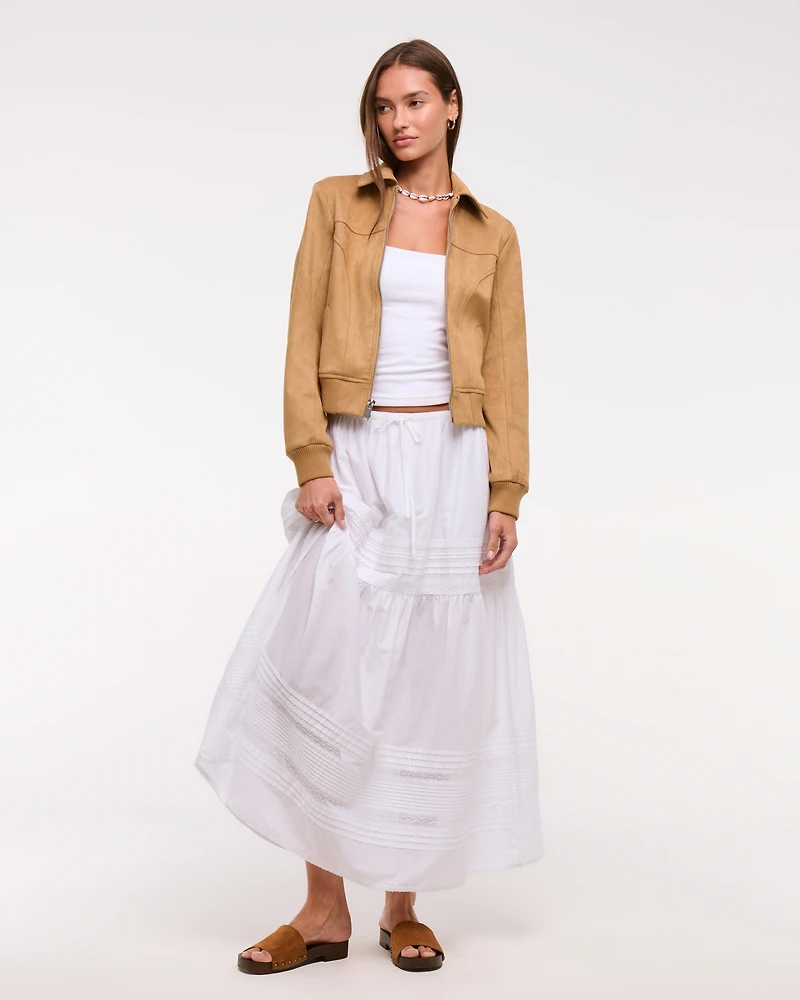 Slim Vegan Suede Bomber Jacket