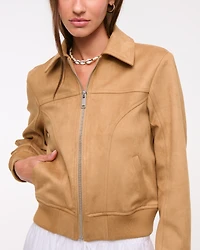 Slim Vegan Suede Bomber Jacket