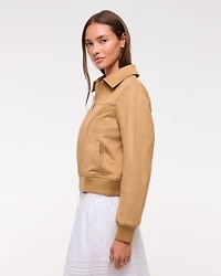 Slim Vegan Suede Bomber Jacket