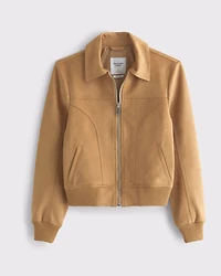 Slim Vegan Suede Bomber Jacket