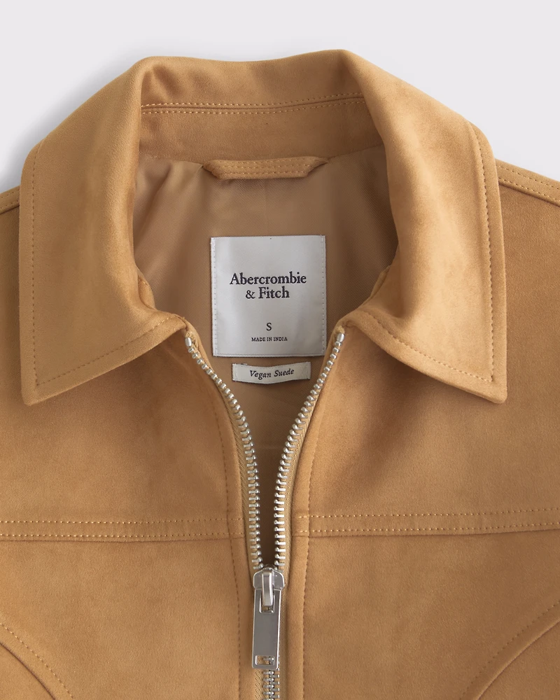 Slim Vegan Suede Bomber Jacket