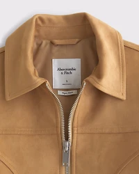 Slim Vegan Suede Bomber Jacket
