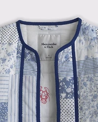 Quilted Collarless Non-Closure Jacket