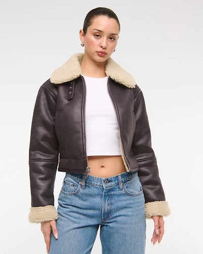 Vegan Suede Shearling Coat