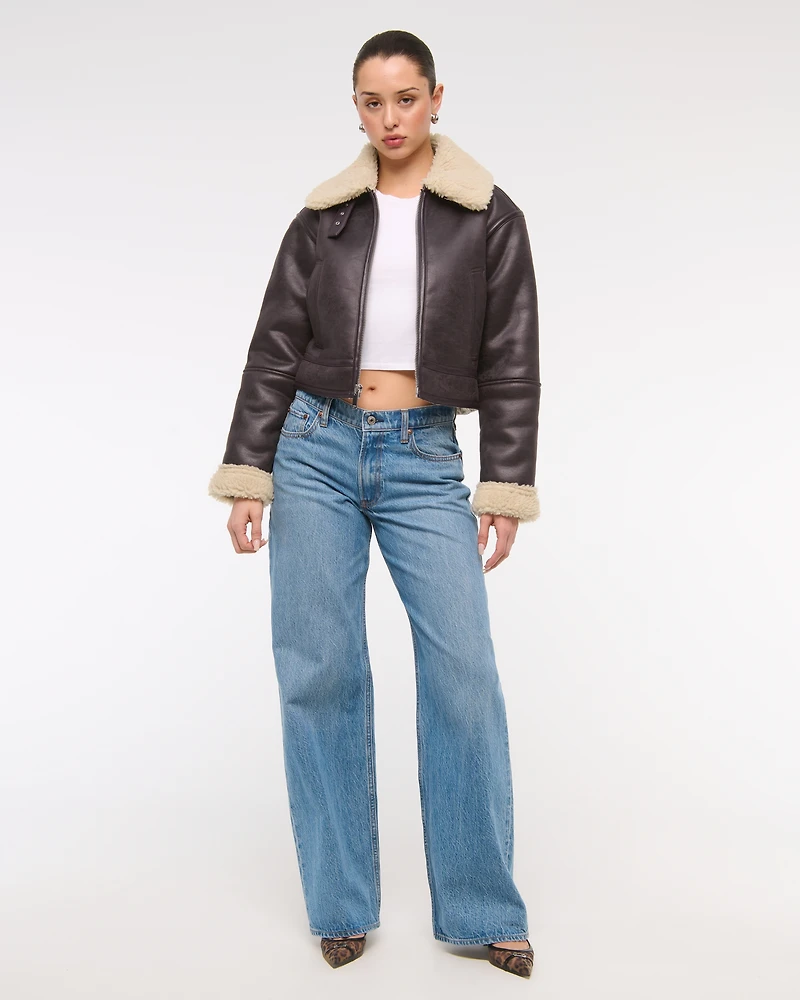 Vegan Suede Shearling Coat