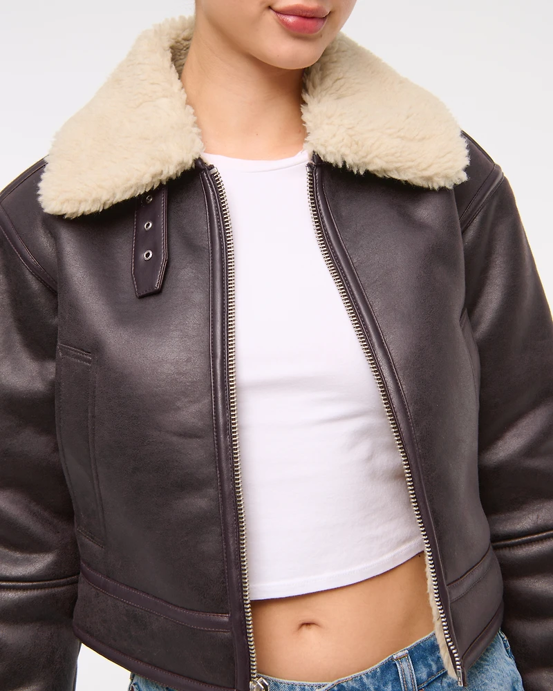 Vegan Suede Shearling Coat