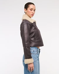 Vegan Suede Shearling Coat