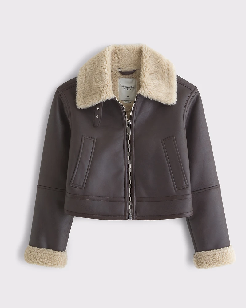 Vegan Suede Shearling Coat