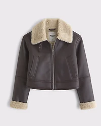 Vegan Suede Shearling Coat