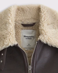 Vegan Suede Shearling Coat