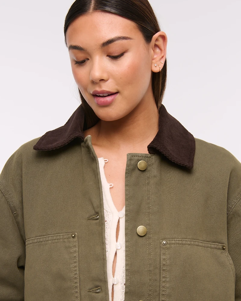 Removable Collar Workwear Coat