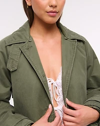 Removable Collar Waxed Mac Coat
