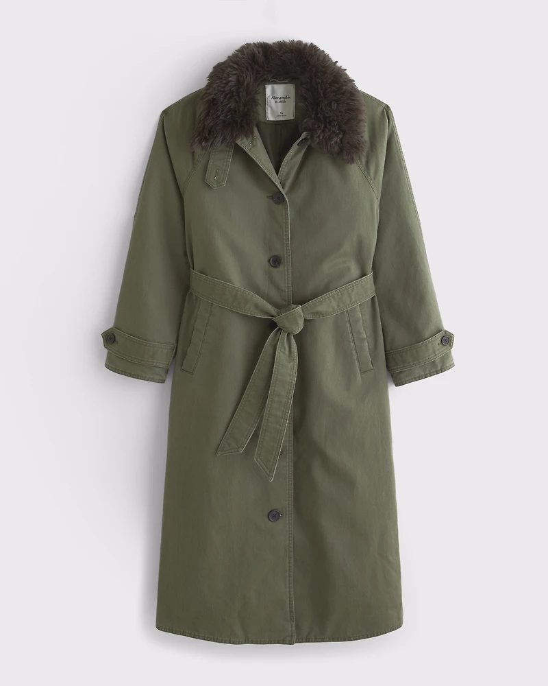 Removable Collar Waxed Mac Coat