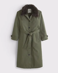 Removable Collar Waxed Mac Coat