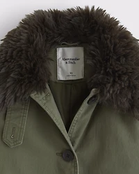Removable Collar Waxed Mac Coat