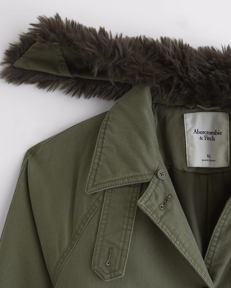 Removable Collar Waxed Mac Coat