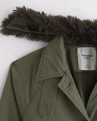 Removable Collar Waxed Mac Coat
