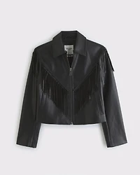 Vegan Leather Fringe Jacket