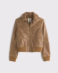Vegan Leather Shrunken Bomber Jacket