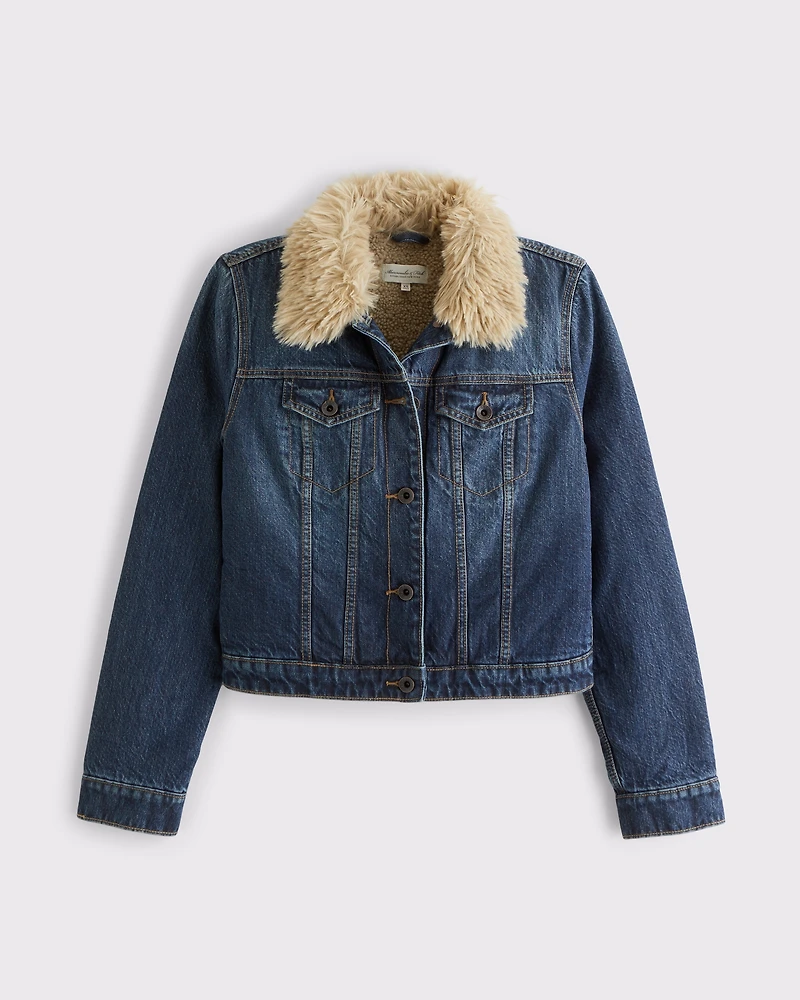 Sherpa-Lined Denim Trucker Jacket