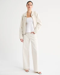 Relaxed Linen-Blend Denim Bomber Jacket
