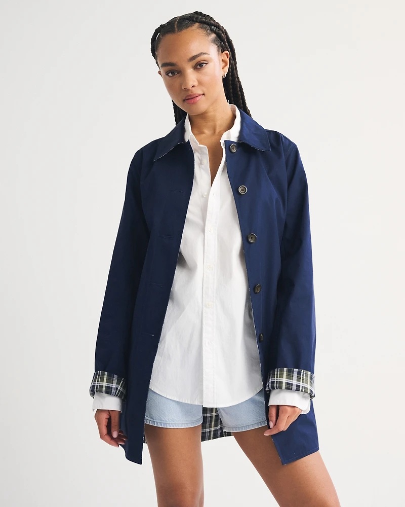2-in-1 Reversible 100% Cotton Mac Coat