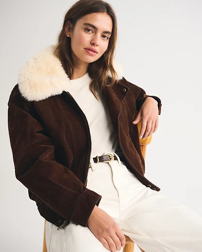 Convertible Flocked Denim Bomber Jacket
