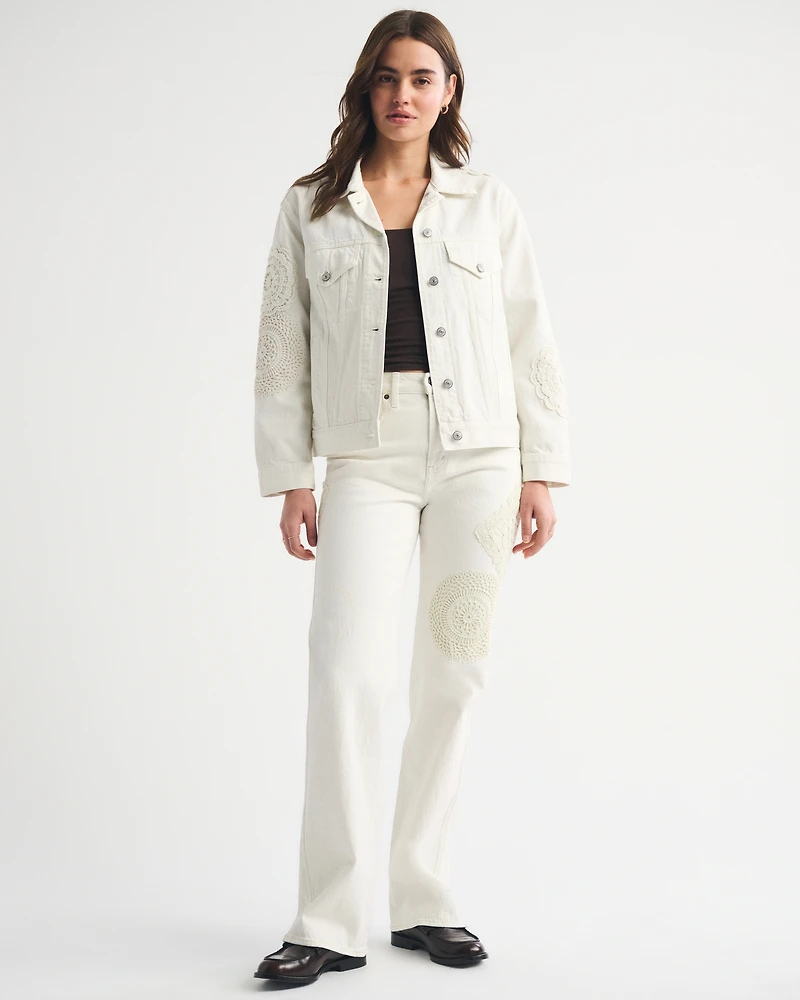 Crochet-Style Easy Denim Trucker Jacket