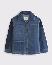 Reworked Linen-Blend Denim Shirt Jacket