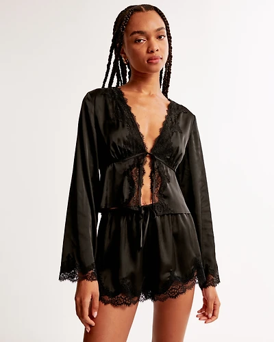 Lace and Satin Sleep Top