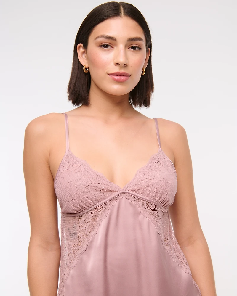 Sheer Lace-Trim Nightie