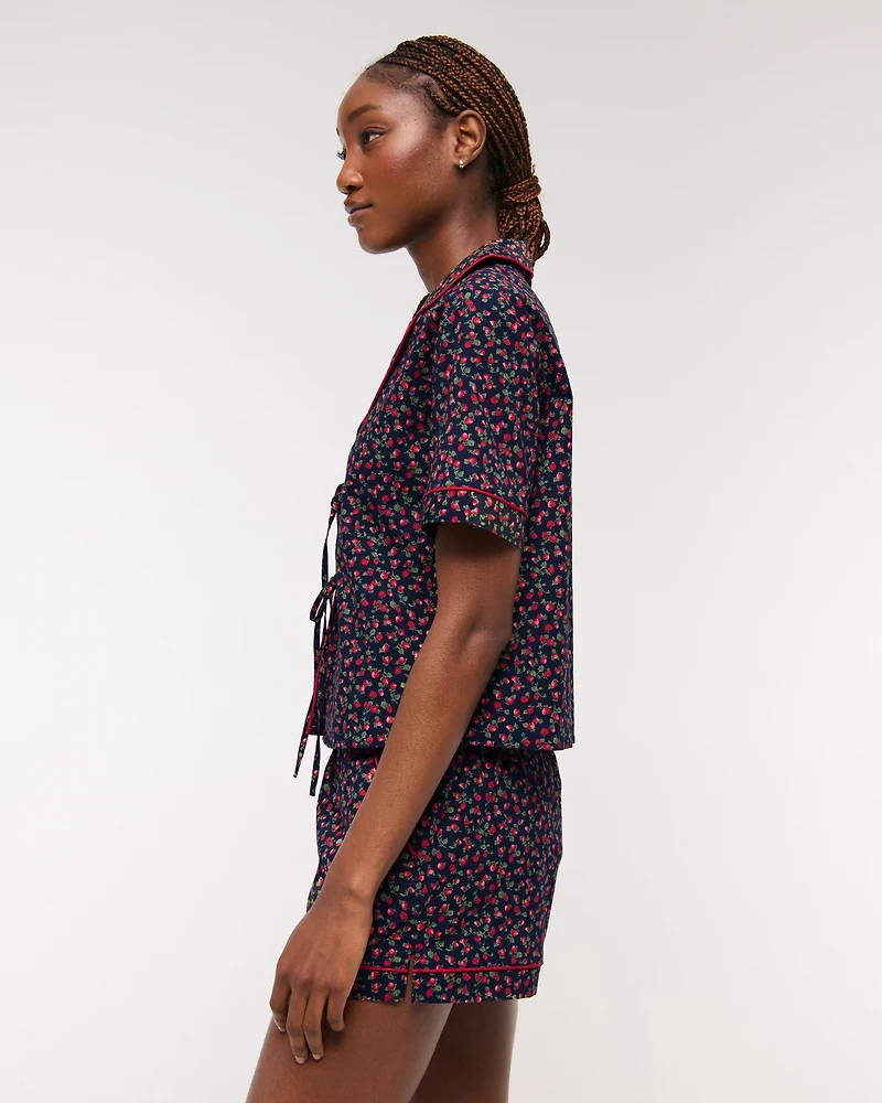 Short-Sleeve Tie-Front Sleep Shirt