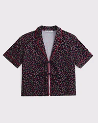 Short-Sleeve Tie-Front Sleep Shirt