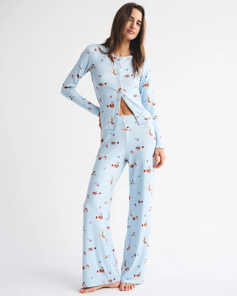 Long-Sleeve Pointelle Sleep Top