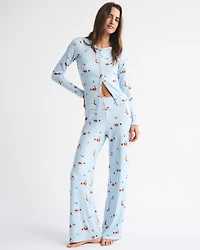 Long-Sleeve Pointelle Sleep Top