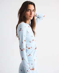 Long-Sleeve Pointelle Sleep Top