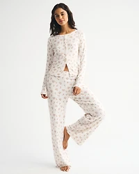 Long-Sleeve Pointelle Sleep Top