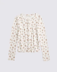 Long-Sleeve Pointelle Sleep Top