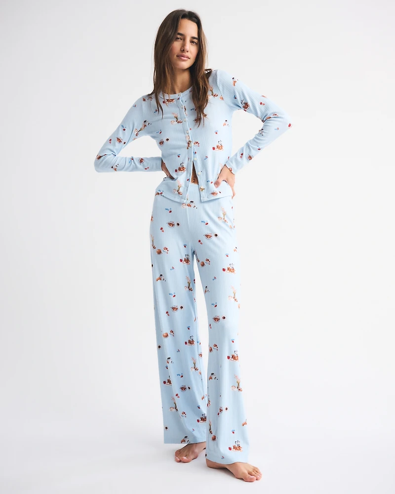 Pointelle Wide Leg Sleep Pant