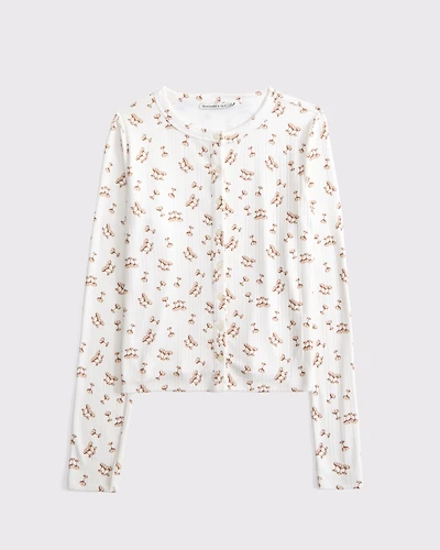 Long-Sleeve Pointelle Sleep Top
