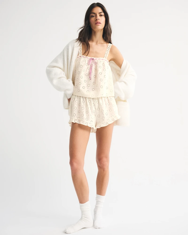 Embroidered Cutwork Sleep Short