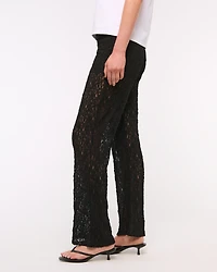 High Rise Knit Lace Pant