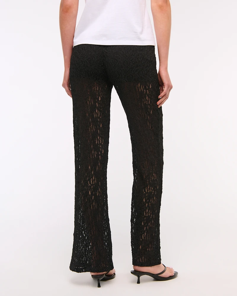 High Rise Knit Lace Pant