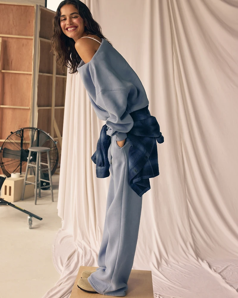 High Rise Sunday Wide Leg Sweatpant