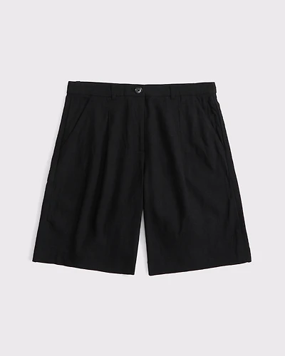 Mid Rise Linen-Blend Bermuda Short