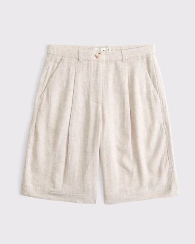 Mid Rise Linen-Blend Bermuda Short