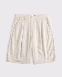 Mid Rise Linen-Blend Bermuda Short