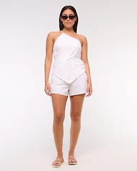 Curve Love A&F Sloane Tailored Linen-Blend Short