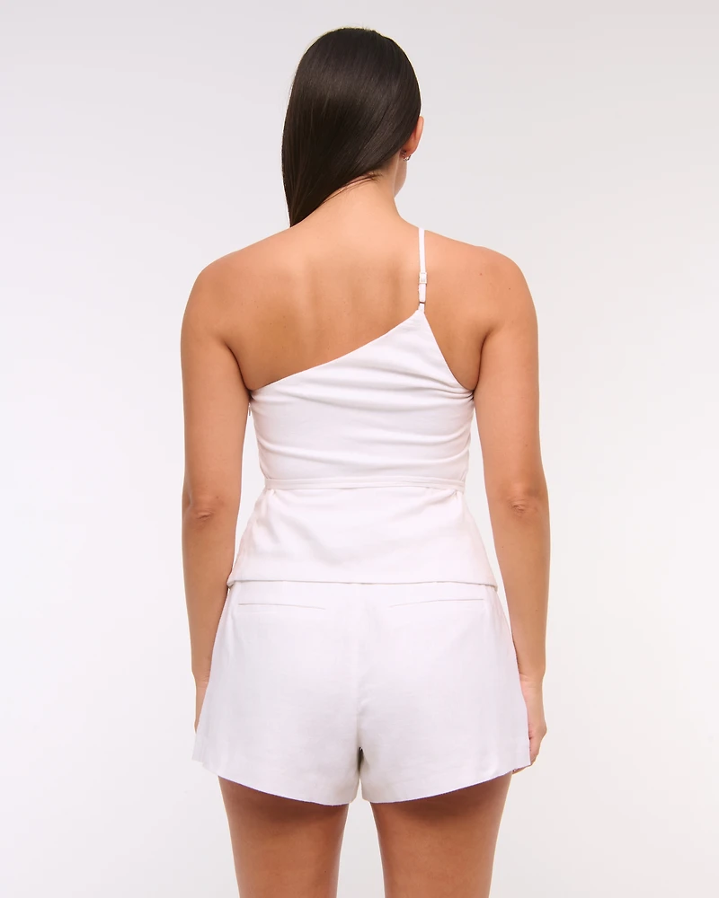 Curve Love A&F Sloane Tailored Linen-Blend Short
