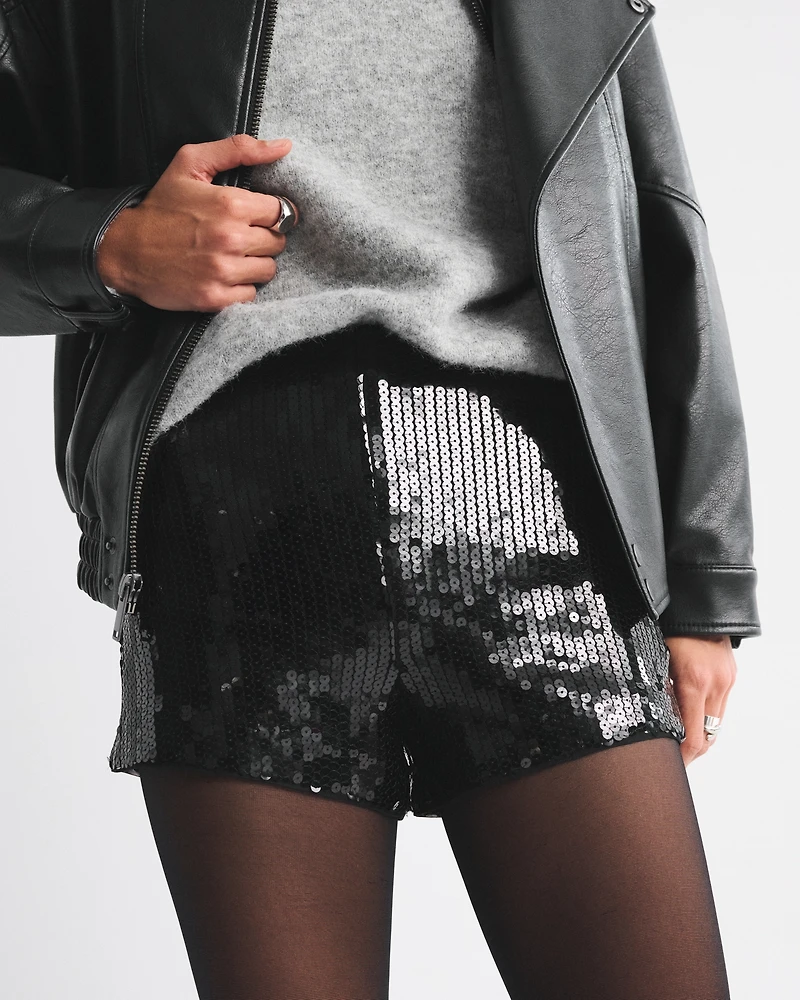 Stretch Vegan Glossy Leather Micro Short